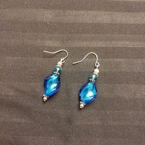 Silver tone Blue Earrings